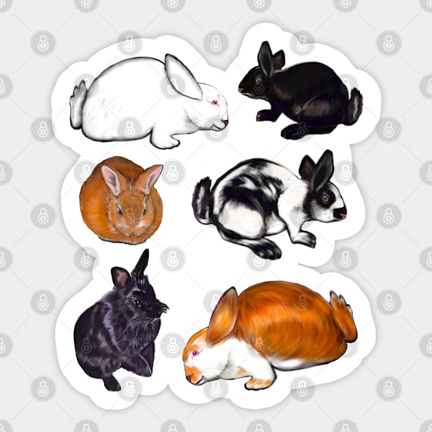 Rabbits bunny rabbit cute  ginger black and white bunny rabbit pattern Sticker by Artonmytee